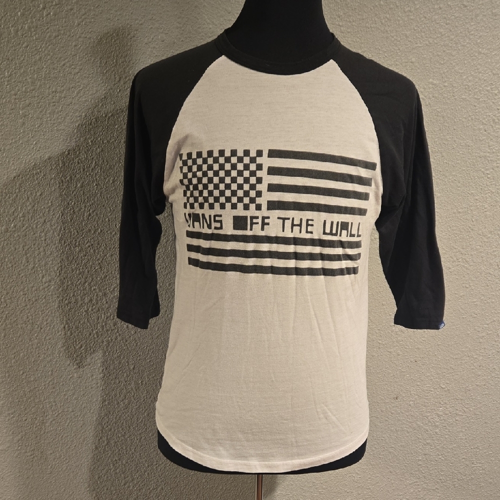 Vans Off The Wall Black and White Raglan Tee